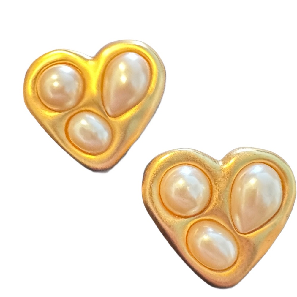 GIVENCHY Vintage 1980s Elegant Gold Heart Earrings - Picture 1 of 7